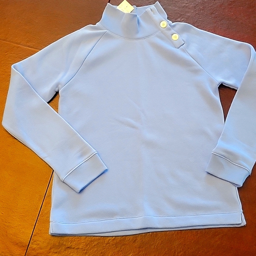 Crewcuts Light Blue Mock Neck Sweatshirt with Shoulder Buttons